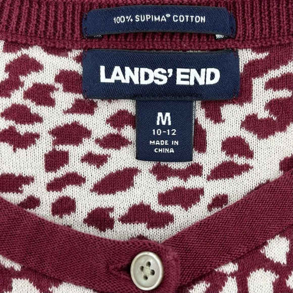 Lands’ End Supima Cotton Leopard Print Buttoned Cardigan Sweater Medium - Picture 6 of 9